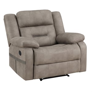 Steve Silver Abilene Faux Leather Upholstered Manual Recliner in Brown