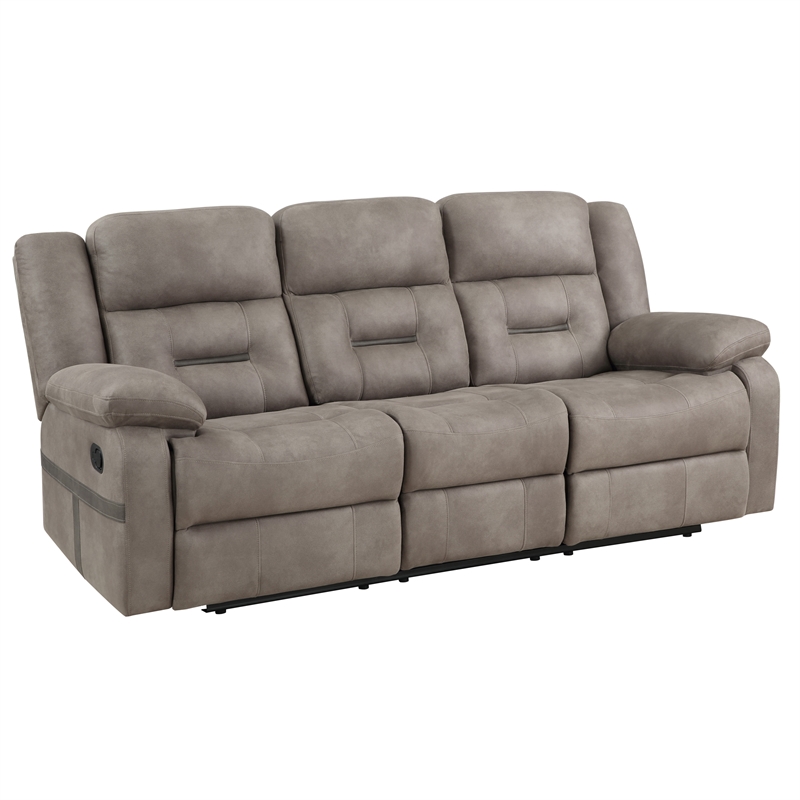Steve Silver Abilene Polyester Manual Reclining Sofa w/Dropdown Console in Brown