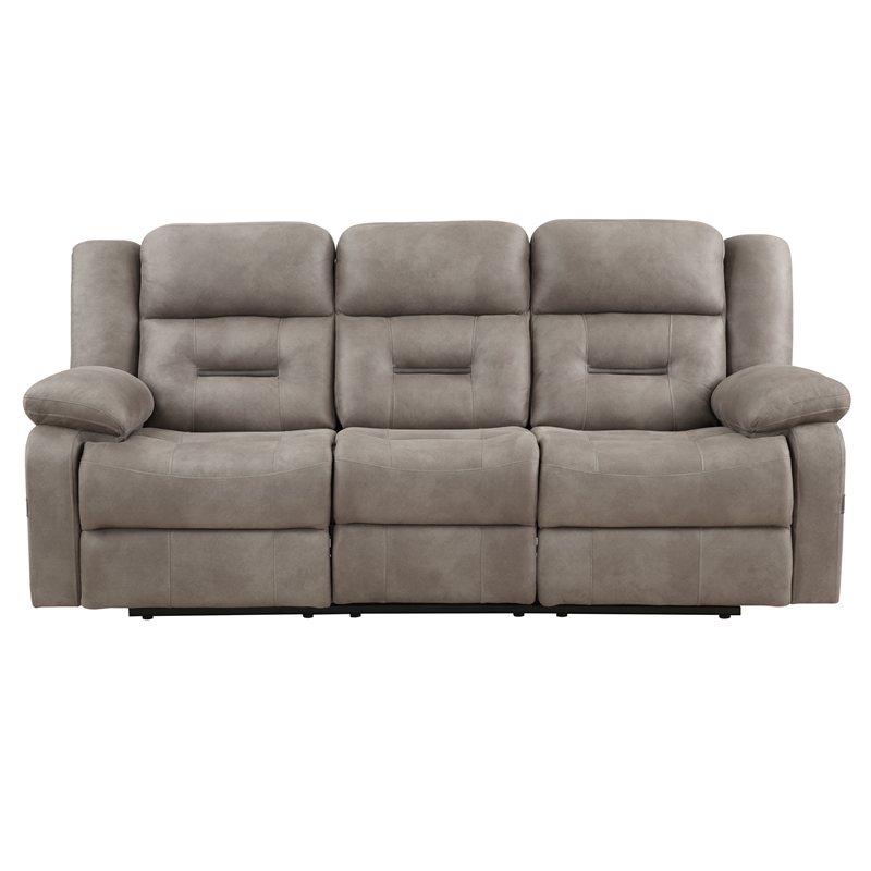 Steve Silver Abilene Polyester Manual Reclining Sofa w/Dropdown Console in Brown