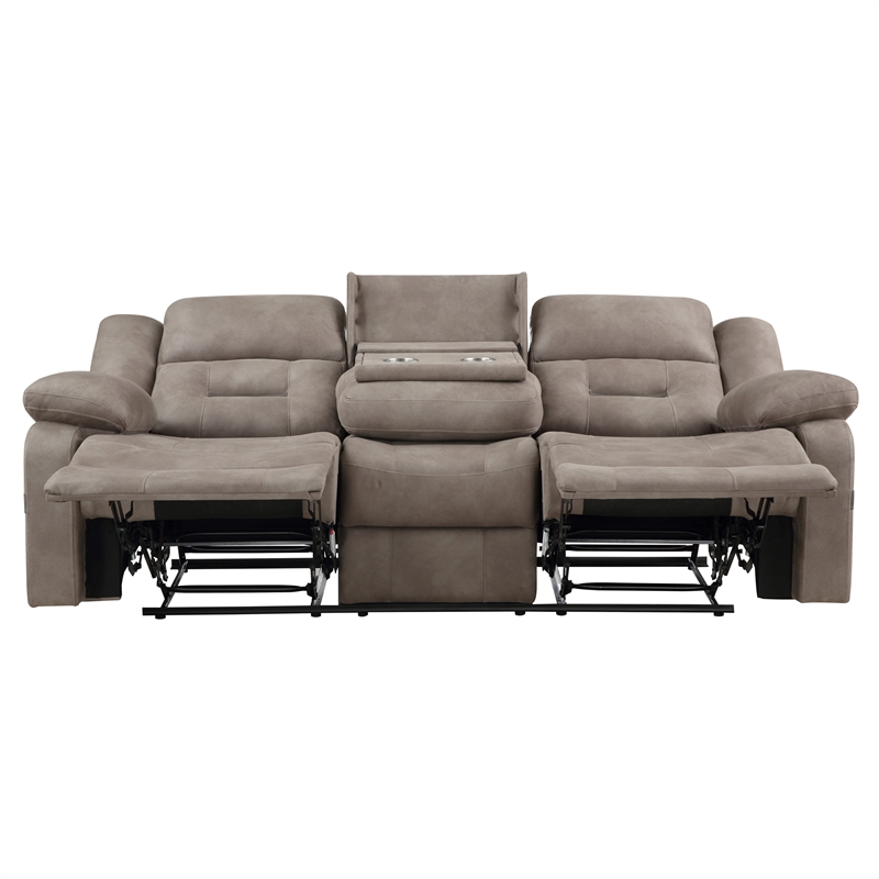 Steve Silver Abilene Polyester Manual Reclining Sofa w/Dropdown Console in Brown