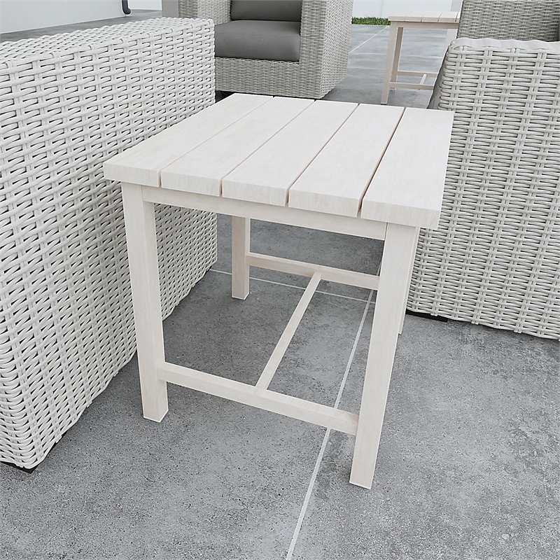 Steve Silver Blakley Powder-Coated Aluminum End Table in White Washed