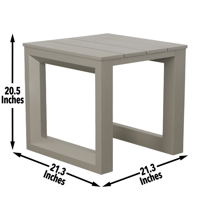 Steve Silver Dalilah Patio Square Aluminum End Table in Gray