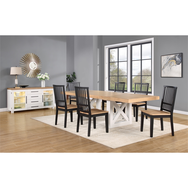 Steve Silver Magnolia Engineered Wood Dining Side Chair in Black (Set of 2)