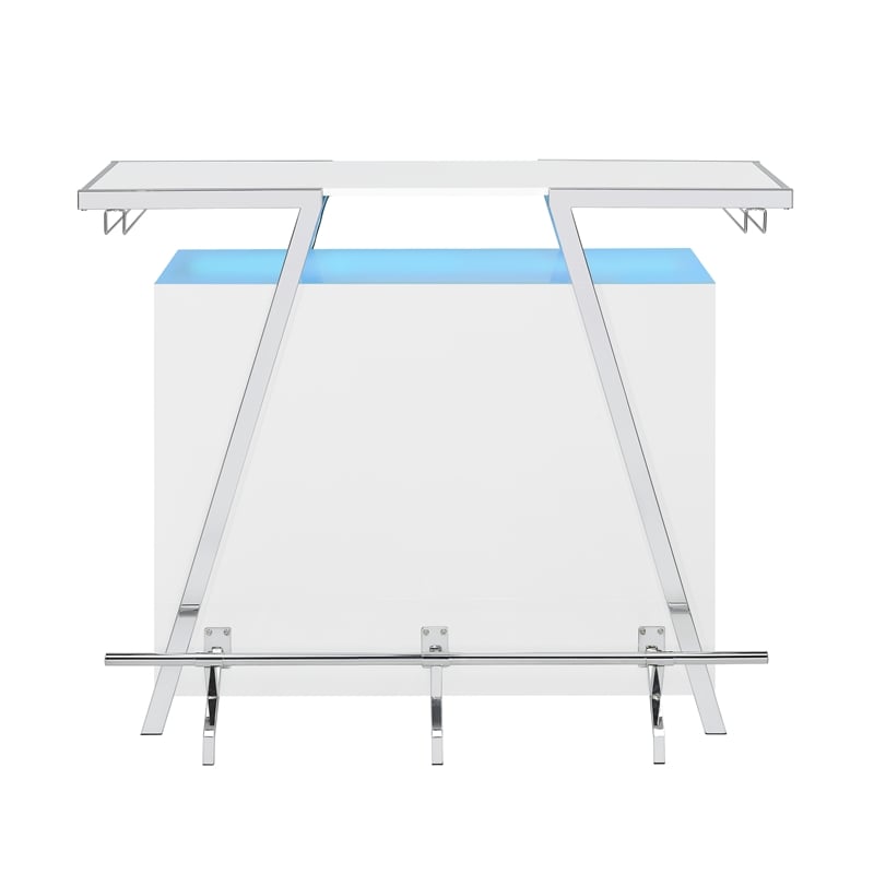 Steve Silver Zena Engineered Wood Bar Table w/LED lights in White