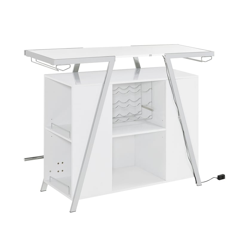 Steve Silver Zena Engineered Wood Bar Table w/LED lights in White