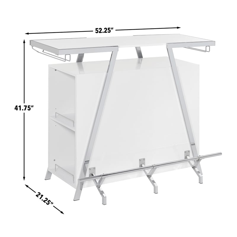 Steve Silver Zena Engineered Wood Bar Table w/LED lights in White