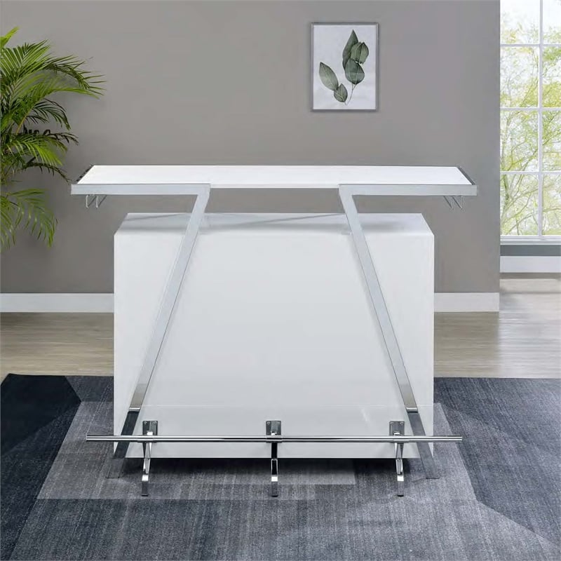 Steve Silver Zena Engineered Wood Bar Table w/LED lights in White