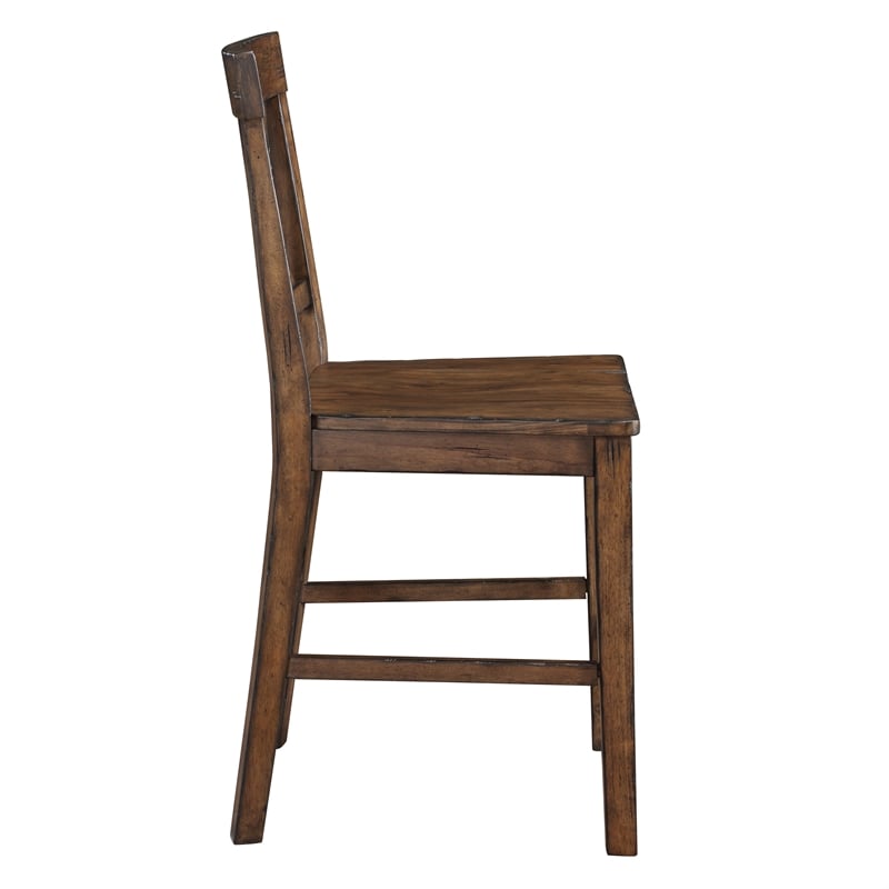 Steve Silver Auburn Rubberwood/Iron Counter Chair in Dark Brown (Set of 2)