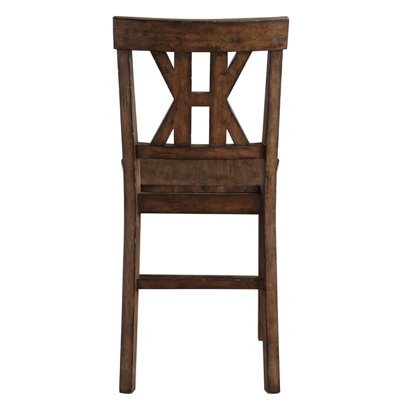 Steve Silver Auburn Rubberwood/Iron Counter Chair in Dark Brown (Set of 2)