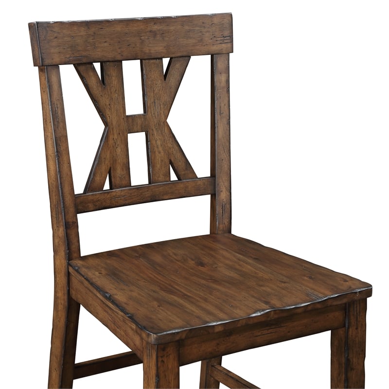 Steve Silver Auburn Rubberwood/Iron Counter Chair in Dark Brown (Set of 2)
