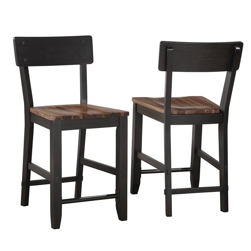 Steve Silver Bermuda Rubberwood/Iron Counter Chair in Black (Set of 2)