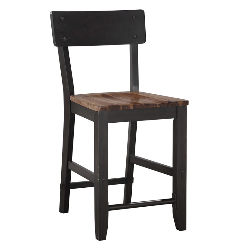 Steve Silver Bermuda Rubberwood/Iron Counter Chair in Black (Set of 2)