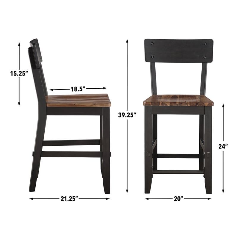 Steve Silver Bermuda Rubberwood/Iron Counter Chair in Black (Set of 2)
