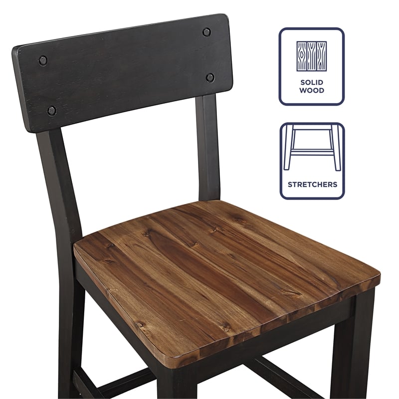 Steve Silver Bermuda Rubberwood/Iron Counter Chair in Black (Set of 2)