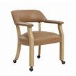 Steve Silver Rylie Faux Leather Dining Arm Chair w/Caster in Brown