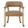 Steve Silver Rylie Faux Leather Dining Arm Chair w/Caster in Brown