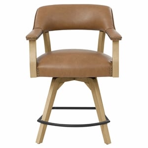 Steve Silver Rylie Faux Leather Swivel Counter Arm Chair in Brown