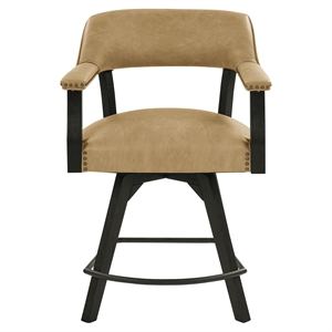 Steve Silver Rylie Faux Leather Swivel Counter Arm Chair in Black