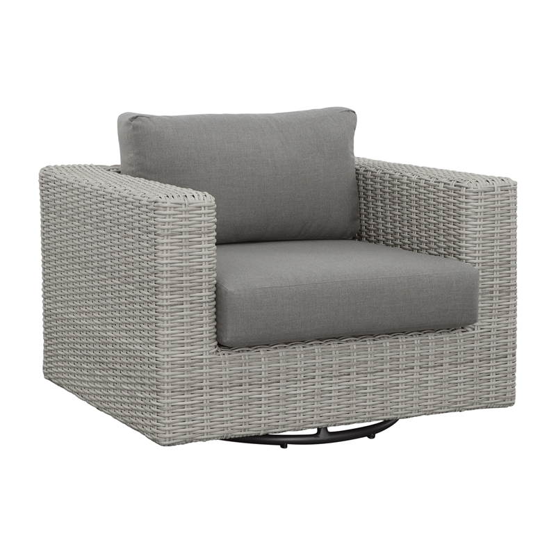 Steve Silver Blakley Aluminum Swivel Chair with .5 Round Wicker Gray (Set of 2)