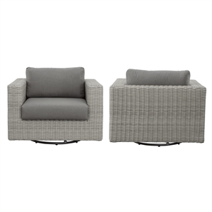 Steve Silver Blakley Aluminum Swivel Chair with .5 Round Wicker Gray (Set of 2)