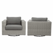 Steve Silver Blakley Aluminum Swivel Chair with .5 Round Wicker Gray (Set of 2)