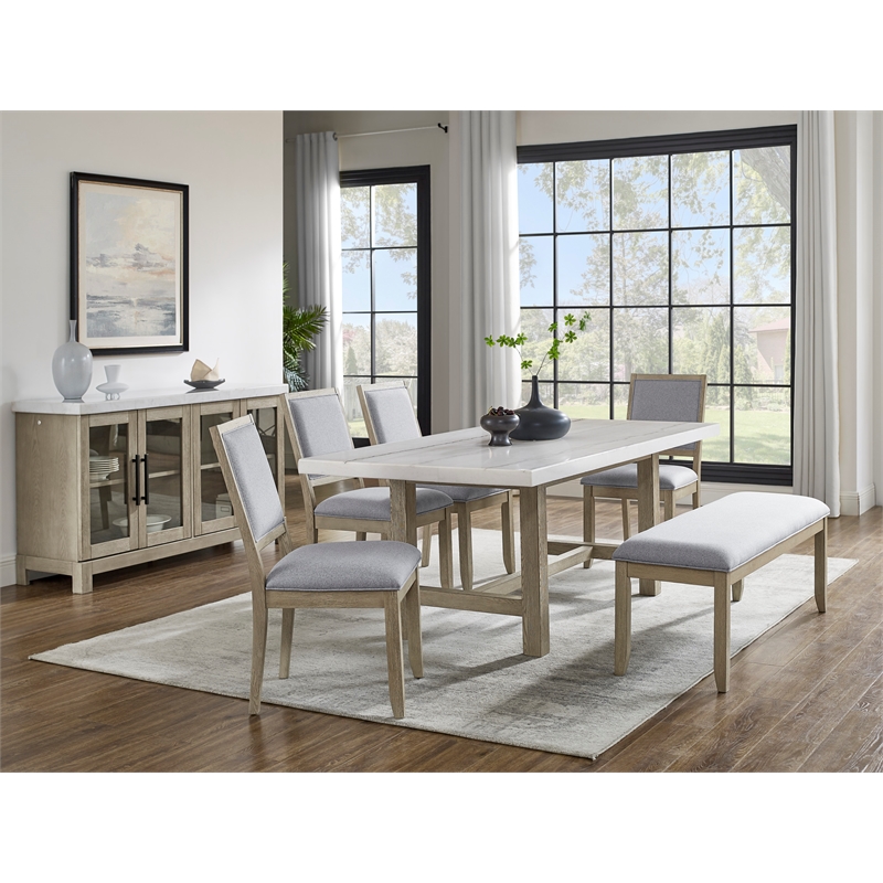 Steve Silver Carena Polyester Upholstered Backless Dining Bench in Brown