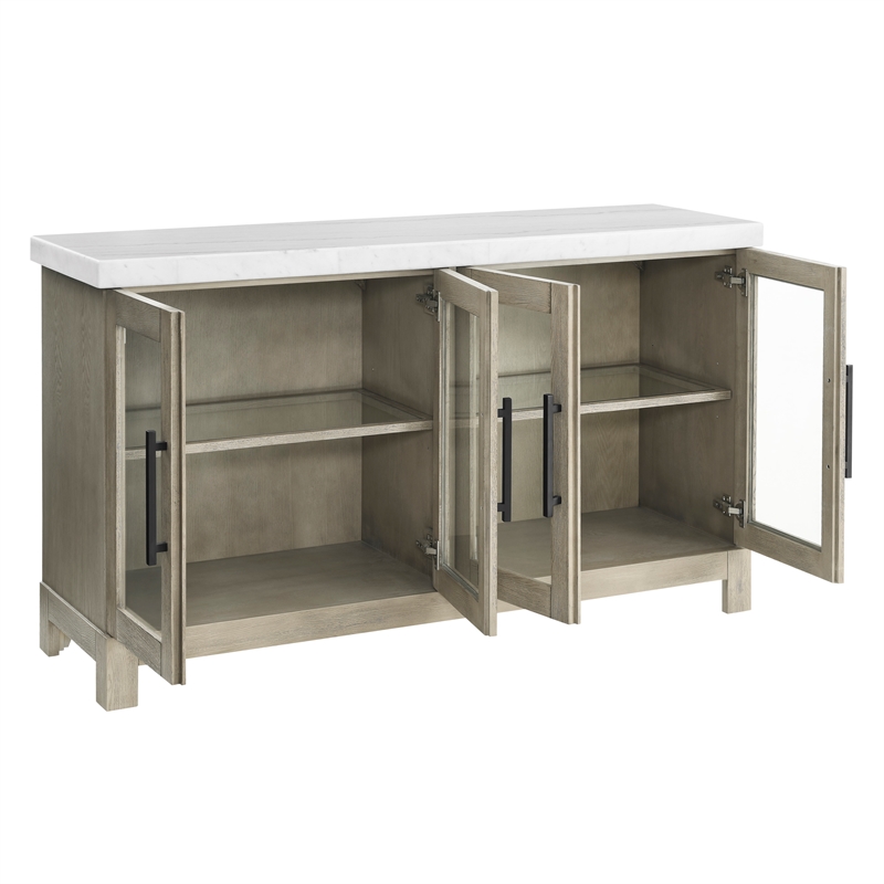 Steve Silver Carena Marble Top Sideboard w/Touch Lighting in Brown