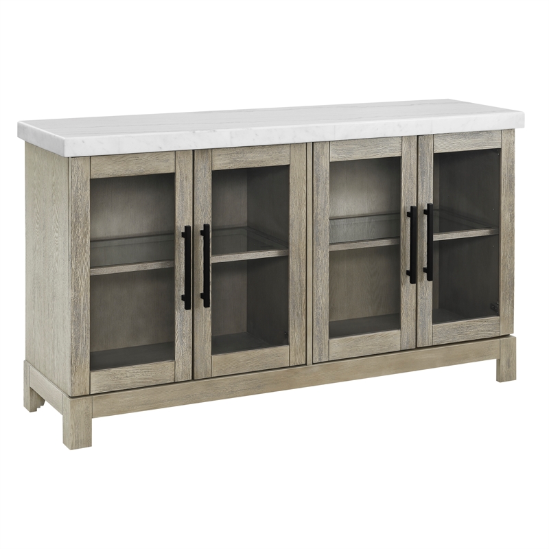Steve Silver Carena Marble Top Sideboard w/Touch Lighting in Brown