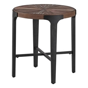 Steve Silver Chevron Engineered Wood Round End Table in Brown