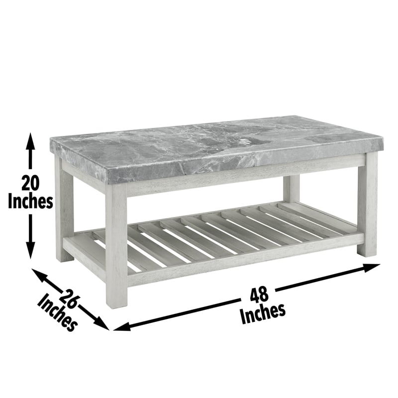 Steve Silver Canova Marble Top Cocktail Table in White