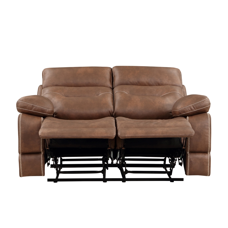 Steve Silver Rudger Polyurethane Upholstered Manual Loveseat in Brown