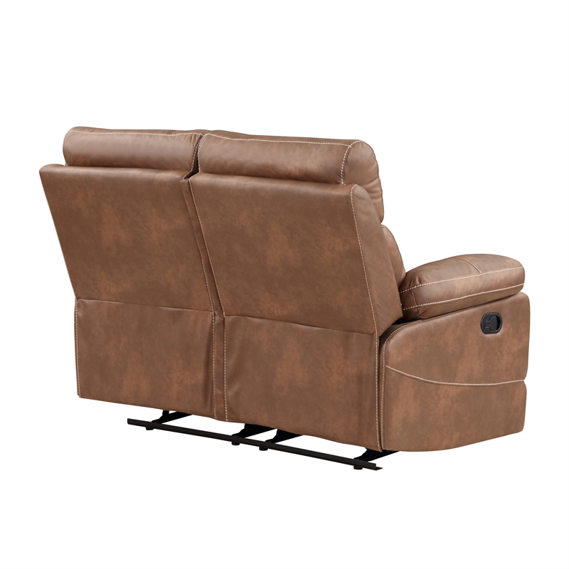 Steve Silver Rudger Polyurethane Upholstered Manual Loveseat in Brown
