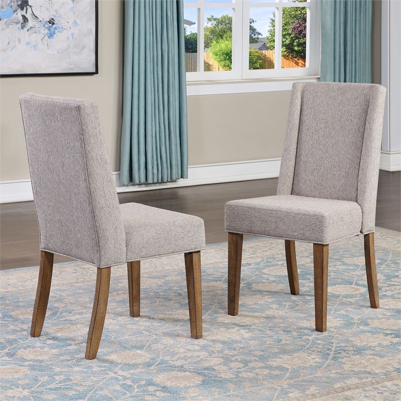 Steve Silver Riverdale Polyester Upholstered Chair in Brown (Set of 2)