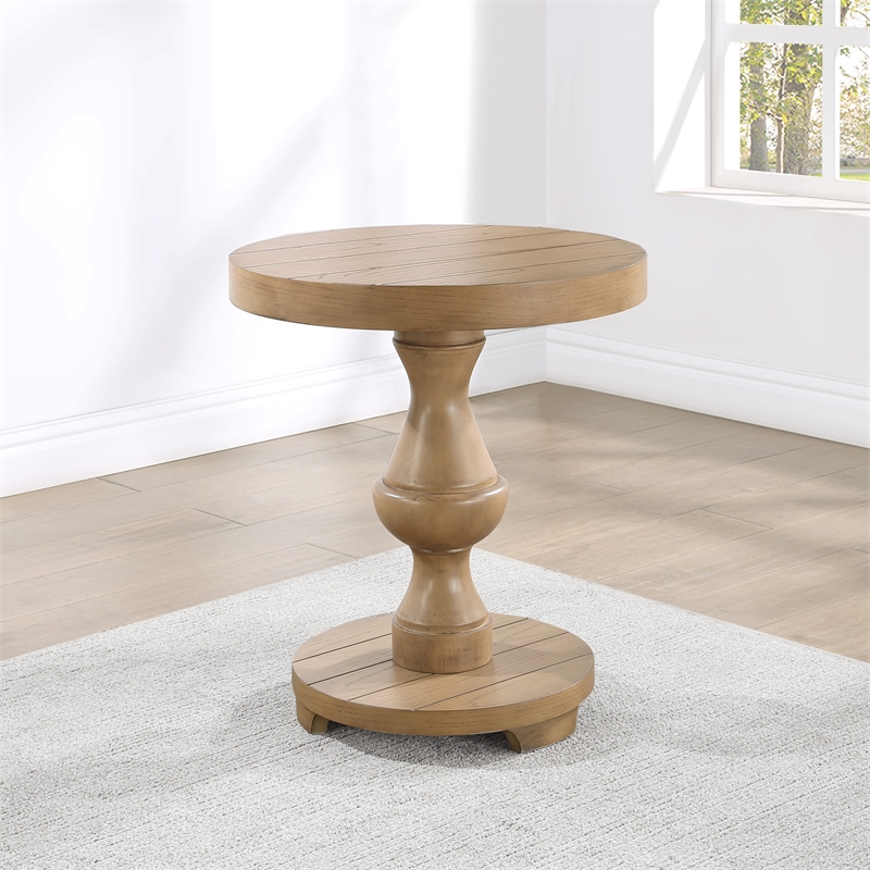 Steve Silver Dory Round Engineered Wood End Table in Sand
