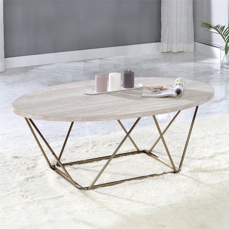 Steve Silver Rowyn Engineered Wood/Faux Marble Top Cocktail Table in Gray