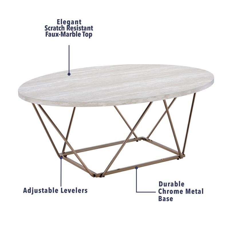 Steve Silver Rowyn Engineered Wood/Faux Marble Top Cocktail Table in Gray