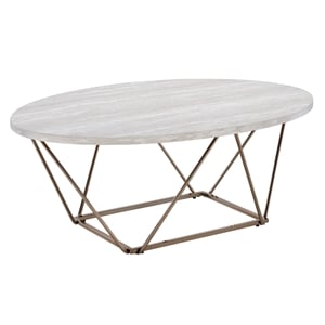 Steve Silver Rowyn Engineered Wood/Faux Marble Top Cocktail Table in Gray