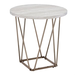 Steve Silver Rowyn Engineered Wood/Faux Marble Top End Table in Gray