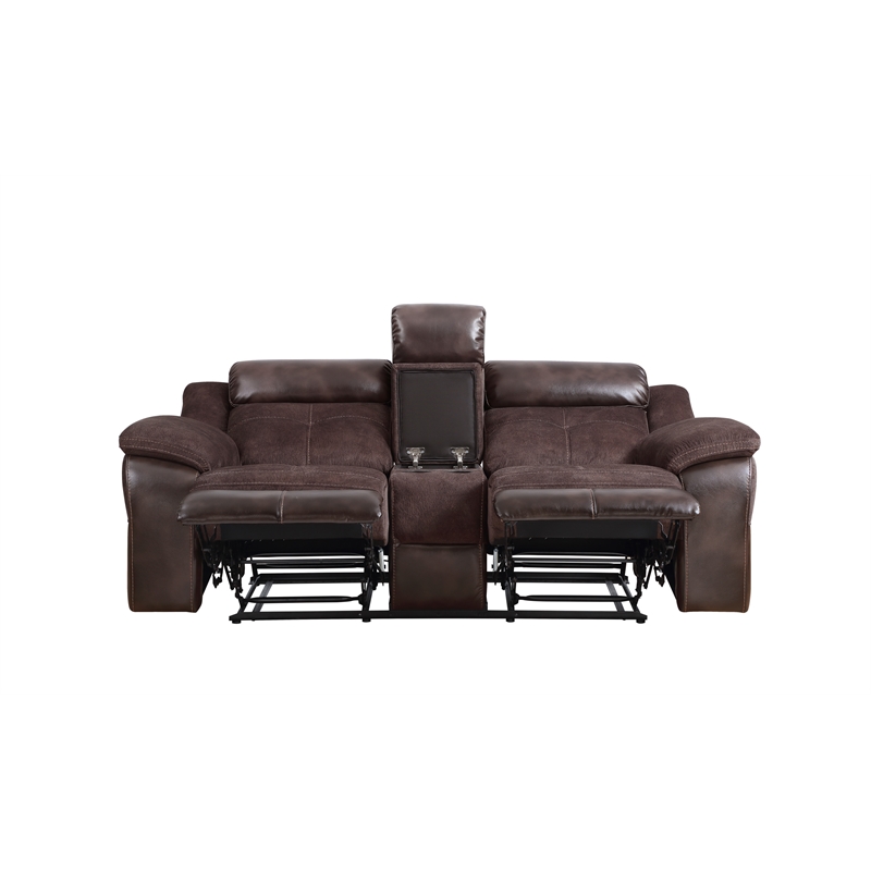 Steve Silver Pueblo Polyester Upholstered Manual Console Recliner in Brown
