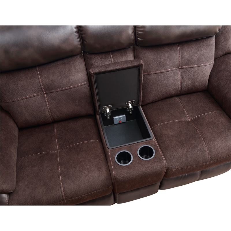 Steve Silver Pueblo Polyester Upholstered Manual Console Recliner in Brown
