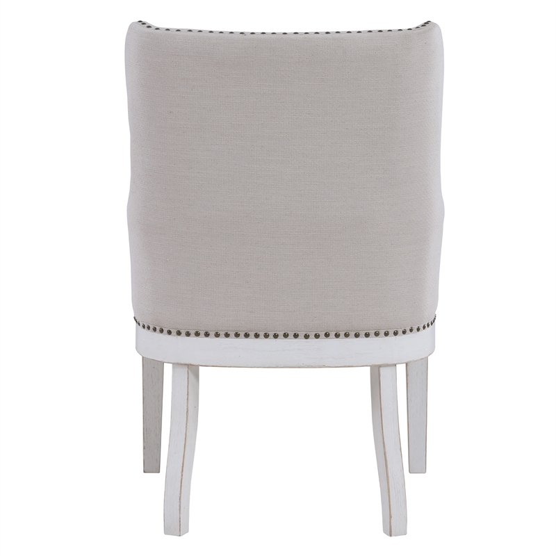 Steve Silver Warren Polyester Upholstered Arm Chair in White (Set of 2)
