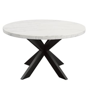 Steve Silver Xena Marble Top Round Dining Table in Black