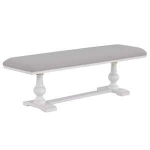 Steve Silver Warren Engineered Wood and Polyester Upholstered Bench in White