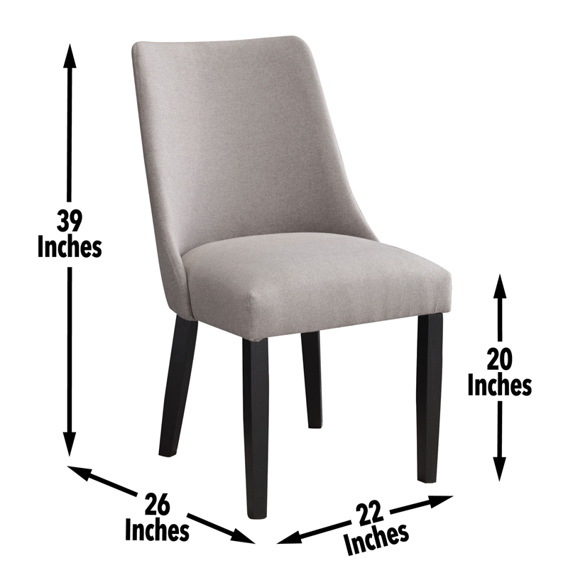 Steve Silver Xena Polyester Upholstered Side Chair in Gray (Set of 2)
