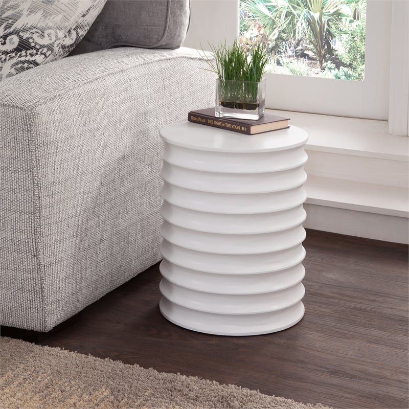 Steve Silver Griffin Engineered Wood End Table in White