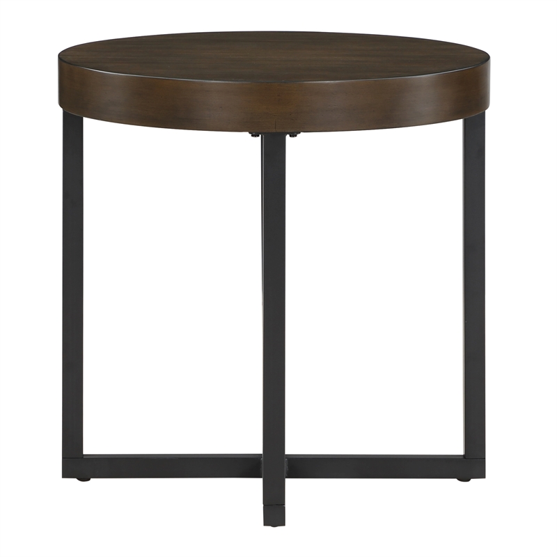 Steve Silver Yukon Engineered Wood/Iron End Table in Brown