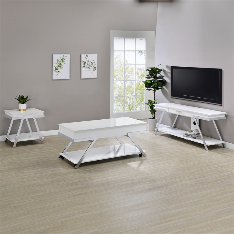 Steve Silver Zena Engineered Wood Square End Table in White