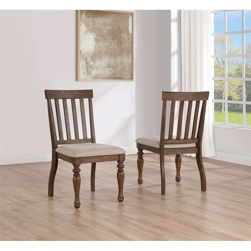 Steve Silver Joanna Polyester Upholstered Side Chair in Brown (Set of 2)