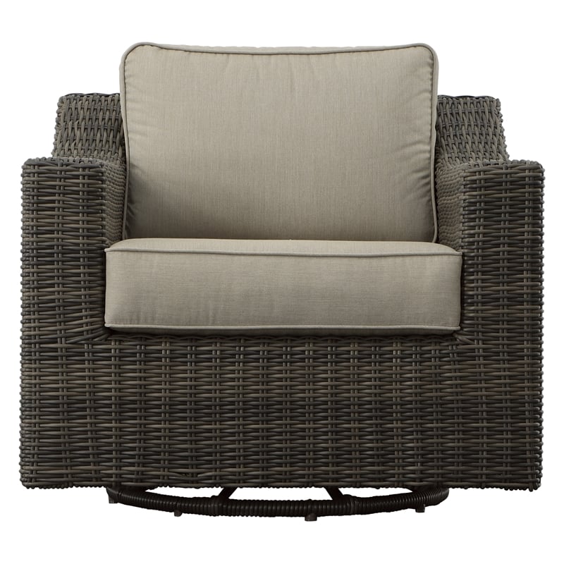 Steve Silver Jones Swivel Lounge Chair with .5 Round Wicker in Brown (Set of 2)