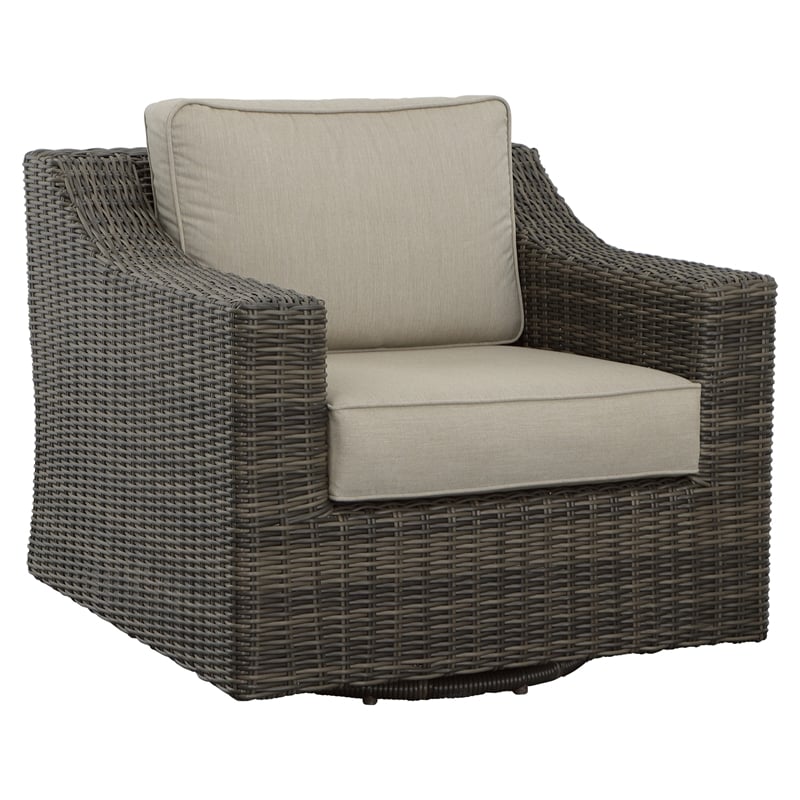 Steve Silver Jones Swivel Lounge Chair with .5 Round Wicker in Brown (Set of 2)